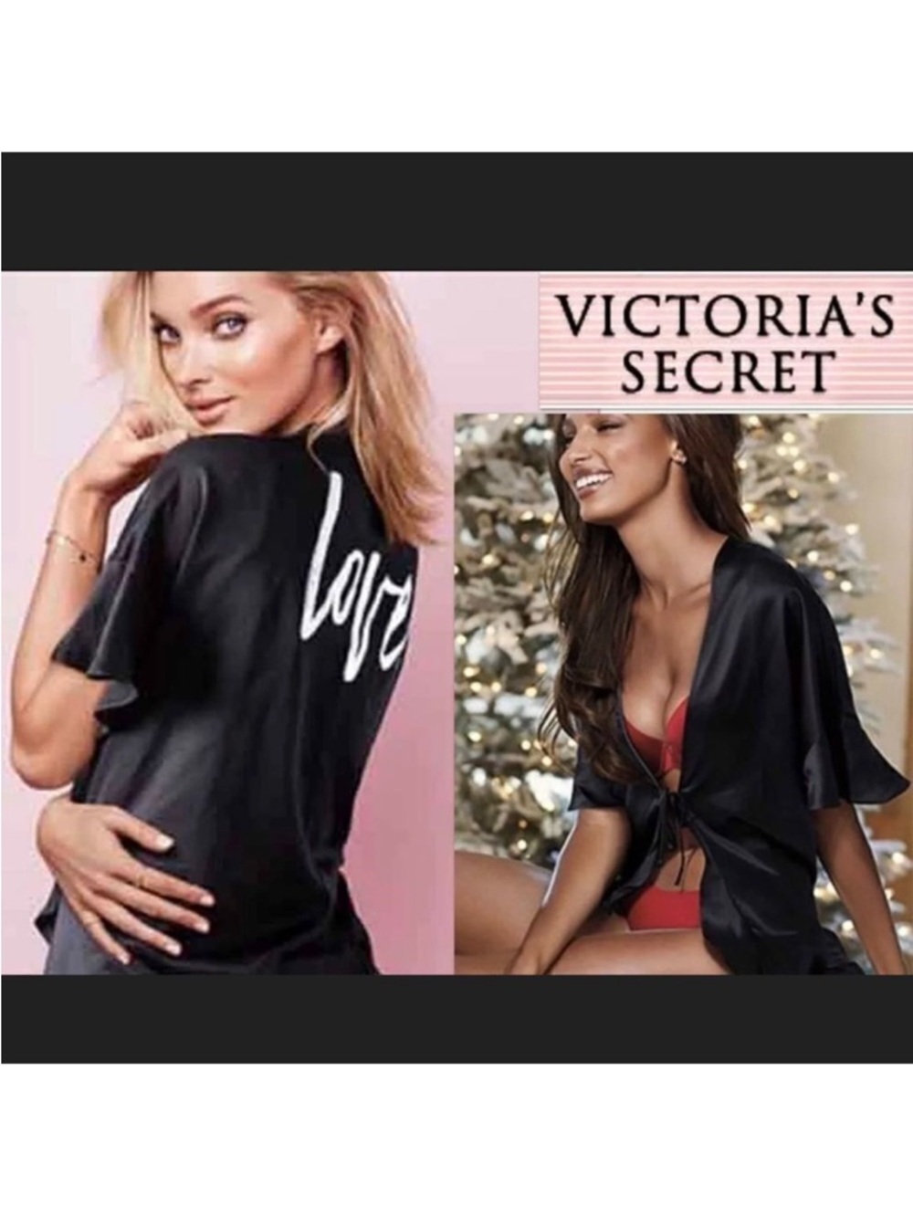 Victoria’s Secret Black Satin Kimono Robe - Picture 7 of 7